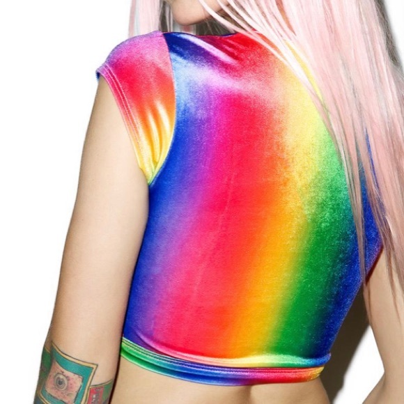 J Valentine Rainbow Velvet Crop Top 🍭 Dollskill festival rave - Picture 10 of 11